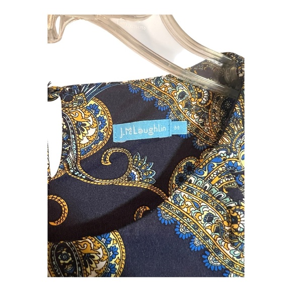 J. McLaughlin Navy Blue paisley sleeveless top Size Medium - Picture 2 of 5